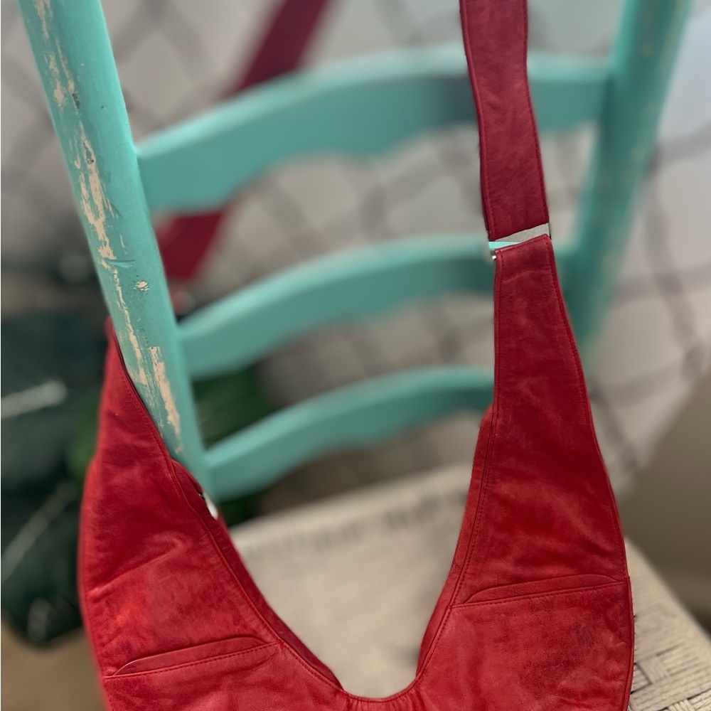 Vibrant Red Suede Crossbody Bag